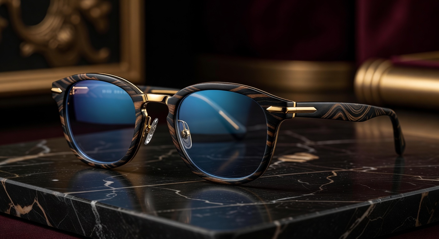 Luxury Gold Rim Glasses reflecting light